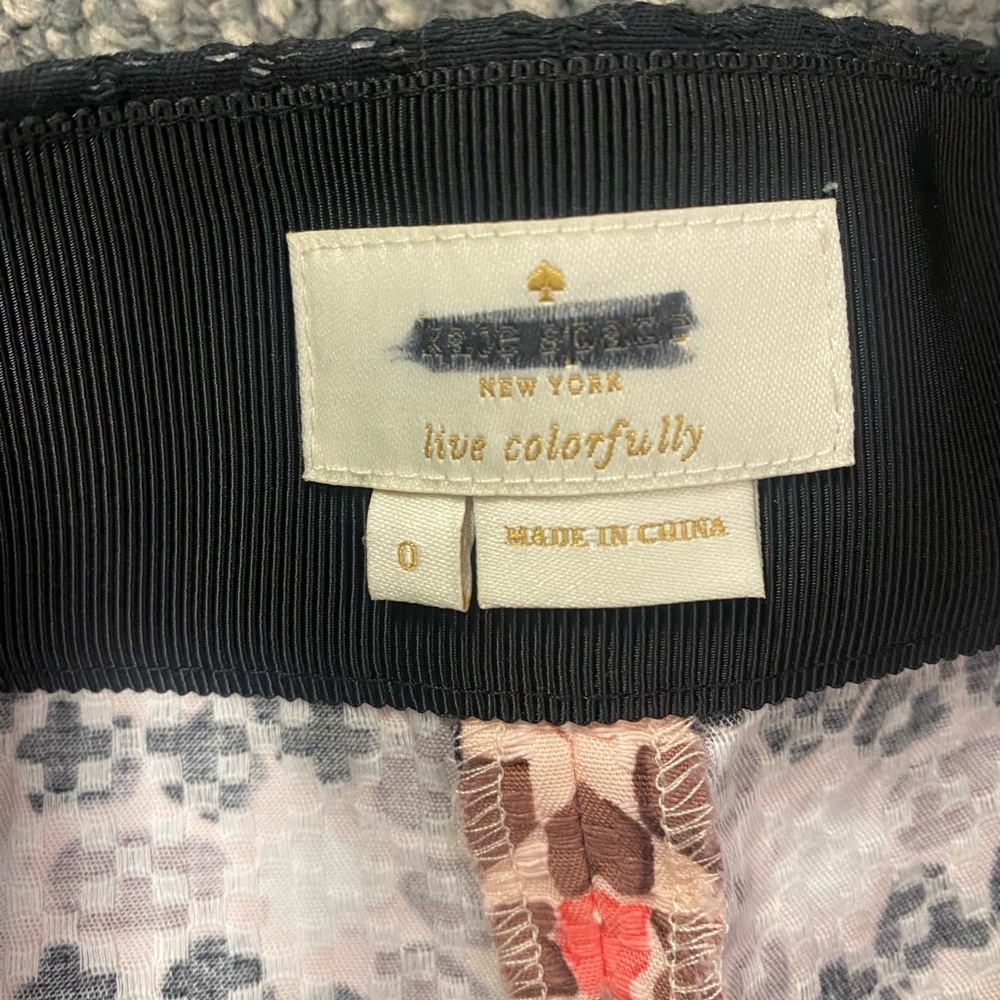 Kate Spade High Rise Floral Mosaic Jacquard Shorts Pink Black White Sz 0 - Picture 7 of 8